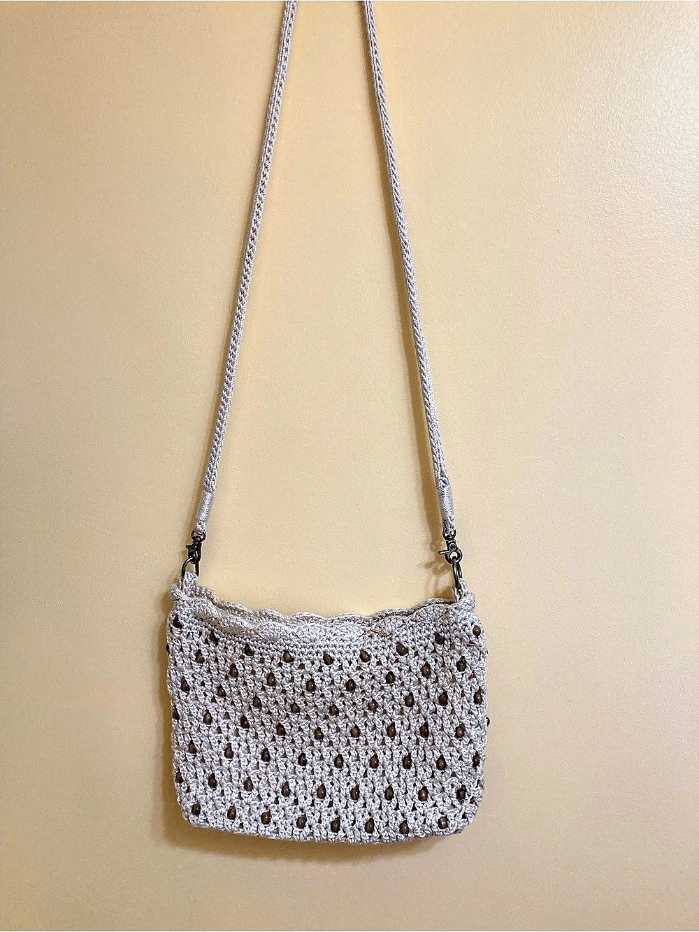 the sak Lumi Crochet Crossbody Bag in beige Like New